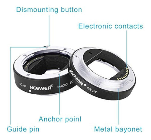 Neewer Metal AF Autofocus Macro Extension Tube Set 1 3