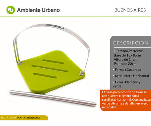 Ambiente Urbano Servilletero Cocina Porta Servilletas Acero Acrilico Verde 1