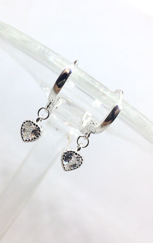 Andi Joyas y Accesorios Silver 925 Mini Heart Hanging Hoop Earrings 2