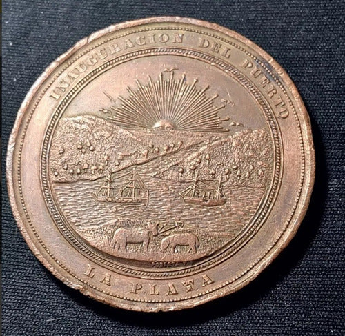 Medalla Inauguración Del Puerto La Plata Año 1890 Cobre- 695 0