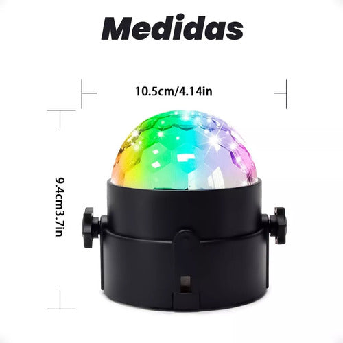 Bola De Luces Led Rgb Audioritmica Discoteca + Control Negro 3