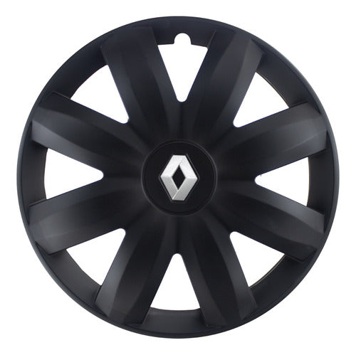 Retov Clio Mio Set of 4 Black Matte 13-Inch Wheels with Gray Logo 4