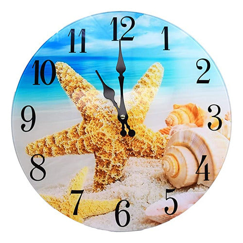 Sea Creations Conchas Reloj De Pared De Cristal Nuevo 13 Pu 0