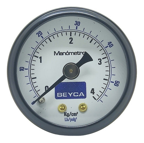 Beyca Manometer 4 Kg 40mm 1/8 Thread for Air, Gas, Water, and Oil 0