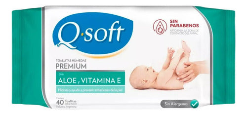 Kit Toallitas Húmedas Q-soft Premium Aloe-vitamina E 40u X3 1