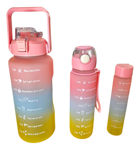 Set of 3 Motivational Sports Water Bottles with Time Tracker 81