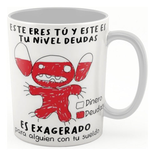 Sublifreaks Ceramic Mug - Debt Levels Meme Stitch 0