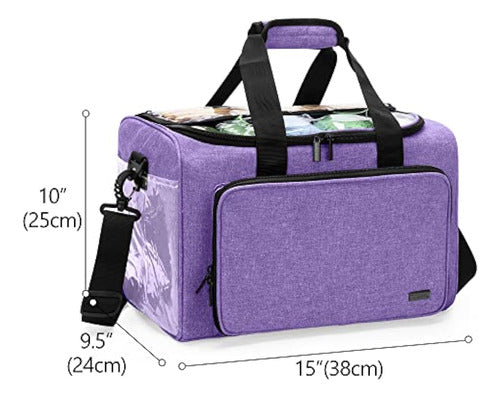 Damero INC Teamoy Knitting Bag, Yarn Storage Organizer with Removable Inner Divider for Yarn Skeins, Crochet Hooks, Knitting Needles and Supplies, Purple 4