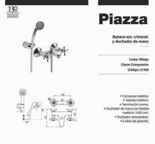 Piazza Village Shower Head with Transfer 31408 1