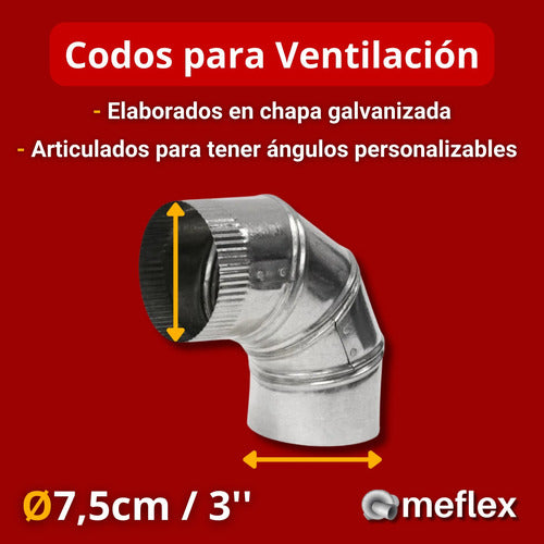 Meflex Curva Articulada 3'' (7.5cm) Chapa Galvanizada Ventilación 1