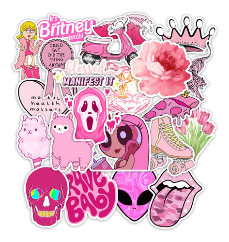 Stickers Rosa 20 Unidades 4x4 Cm Pvc Plastificados 1