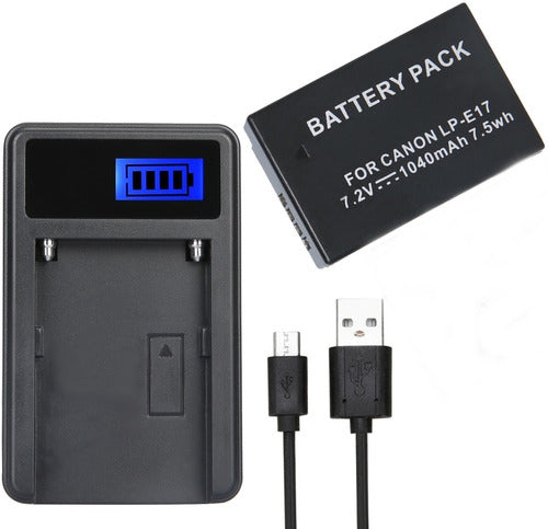 Battery LP-E17 + USB Charger with Display for Canon T7i T6i T6s M5 M3 0