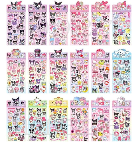 Set De 3 Planchas De Stickers Sanrio Surtidas 0