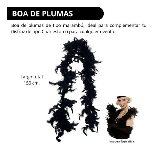 Generic Boa De Plumas Negra Cotillón Disfraz Charleston 2