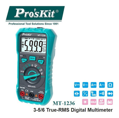 Pro'sKit Tester Multimeter Capacitor Temperature True RMS 3