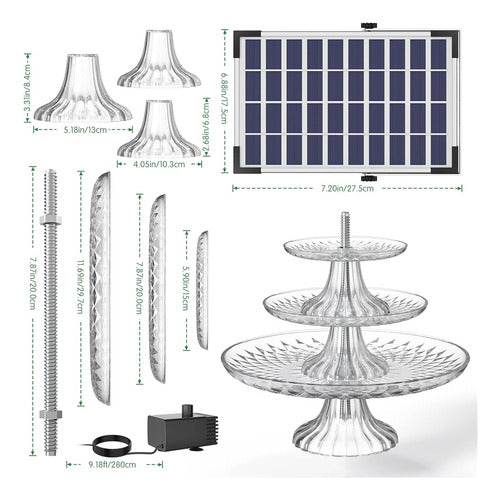 Aisitin 3 Tier Bird Bath with 5.5W Solar Pump 3