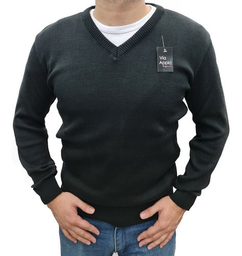 Via Appia Sweater Hombre Escote V Abrigado 0