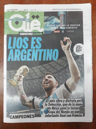 Diario Ole 19 Diciembre 2022 Argentina Campeón Mundial Messi 0