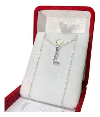 Mashoka Joyas BS AS Singapore Chain with Initial Pendant White 45cm Ideal Gift Kit 030 5