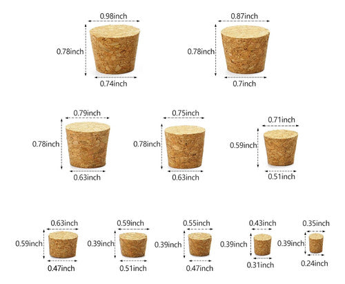 Jetec Tapa De Corcho Asortida, 10 Tamaños Para Botellas De Vino 1