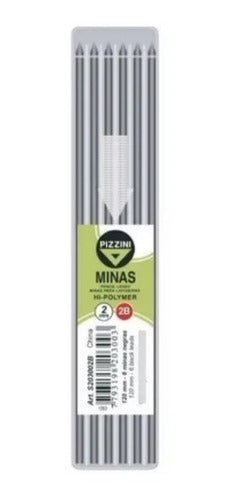 Pizzini 2mm x 6 Mechanical Pencil Technical 2B Graphite Leads 0
