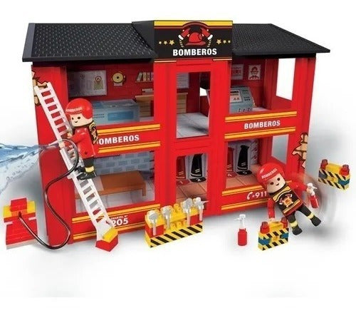 Dimare Fire Station with 2 Articulated Figures Flokys Sharif Express 0