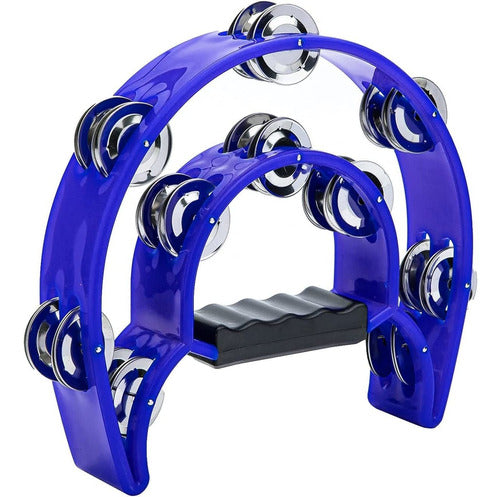 Musfunny Double Row Tambourine with 20 Pairs of Jingles - Blue 0