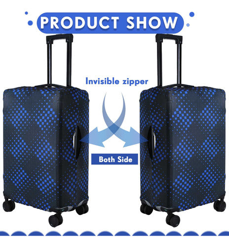 Sweetude Luggage Cover Set 3 Sizes 18 to 28 Rhombus Black Blue 3