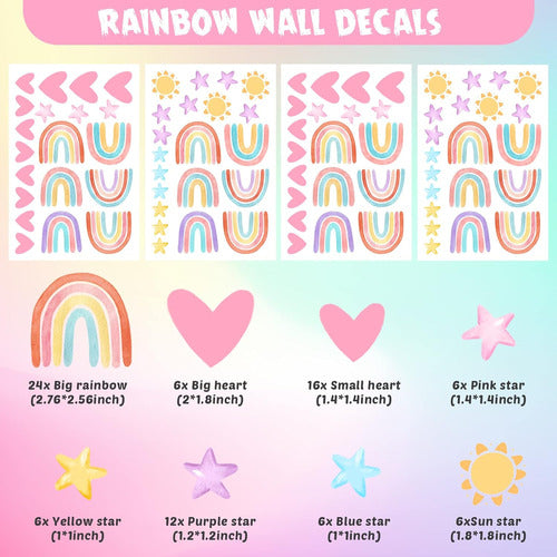 Epakh 24 Rainbow Star Heart Wall Stickers Decoration 2