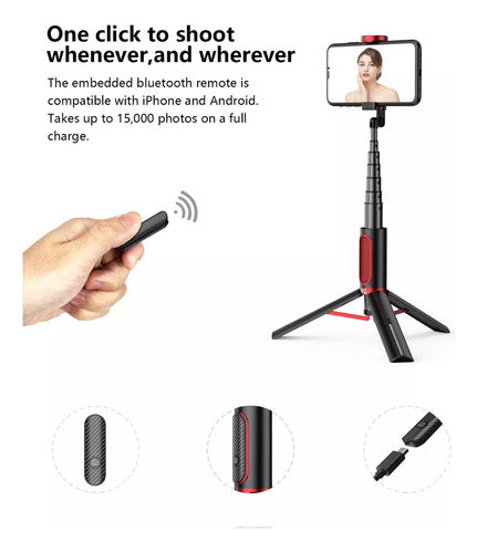 KraftGeek Selfie Stick Cellular Tripod Bluetooth Tiktok 5