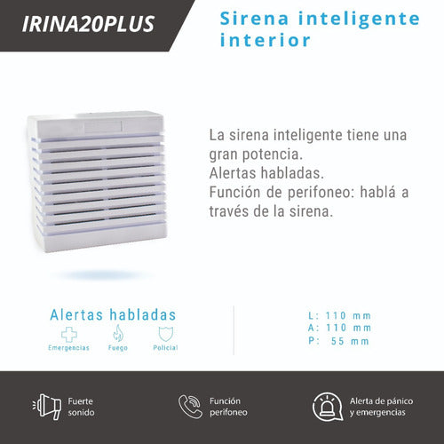 Sirena Inteligente Interior Irina20plus Alarma Unicom 1