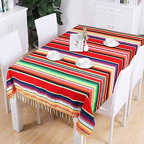 Aerwo Mantel De Manta Mexicana Serape, Mantel De Fiesta Mejo 4