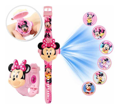 Reloj Proyección Minnie Frozen Princesas Kitty Para Niñas 1