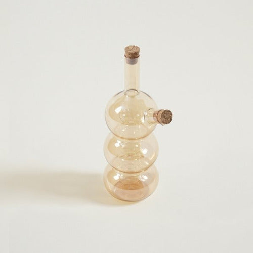 SLM Glass Oil Cruet | Dore Burbujas with Caps (107221) 1