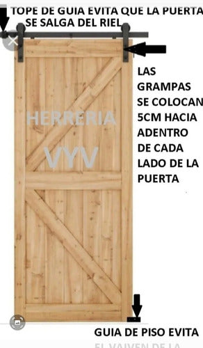 Kit De Herrajes Puerta Granero Livianas Riel 2 M Plegado 4