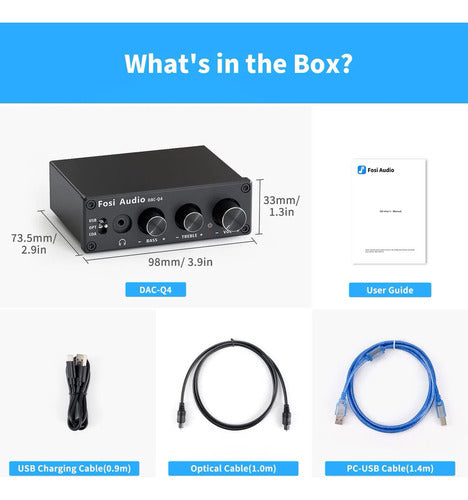 Fosi Q4 DAC Stereo USB Fiber Optic New Warranty 5