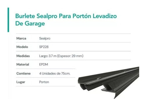Garage Door Sealing Strip - Sealpro - Burlete Para Portón Levadizo - Plegadizo De Garage  Sealpro