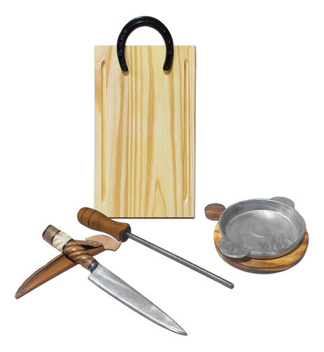 VG Deco Combo Kit Asador Parrillero Provoleta Chaira Cuchillo Tabla 0