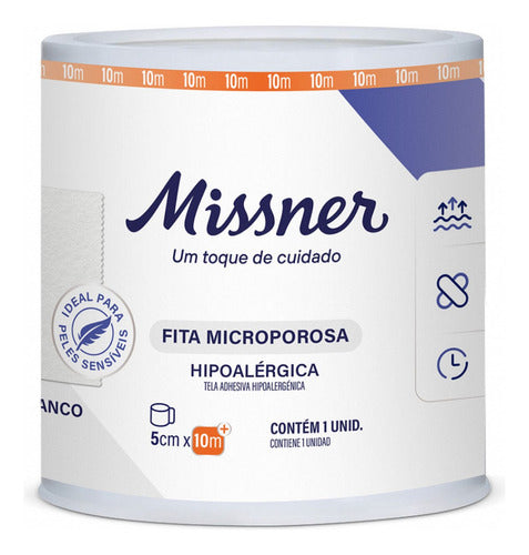 Kit 12 Fita Cirúrgica Microporosa Branca 5cm X 10m - Missner 1