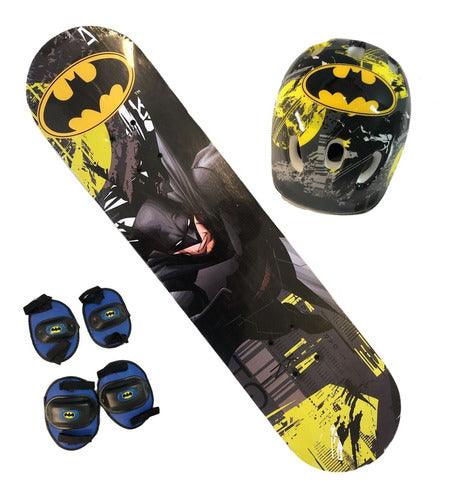 Skate Patineta Batman Kit Seguridad Casco Protecciones Dc 1