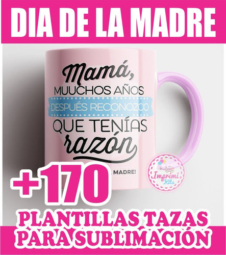 +170 Plantillas Para Sublimar Tazas Día De La Madre Kit Pack 1