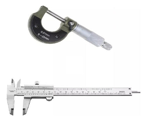 Ruhlmann Micrometer 0-25mm + Mechanical Caliper 150mm Combo 0