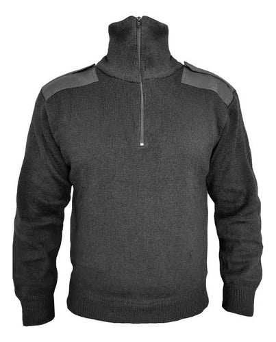 Tactical Lined Knitted Sweater with High Neck Zipper 6