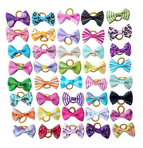 Pet Show Small Dog Hair Topknot Bows with Bands 0