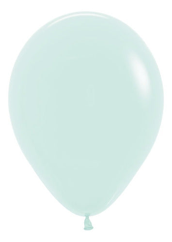 Sempertex R12 Pastel Matte Green Latex Balloons X50 Units 0