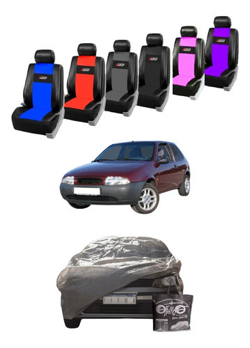 Fiemo Fundas Combo Seat Covers + UV Car Cover for Old Ford Fiesta 0