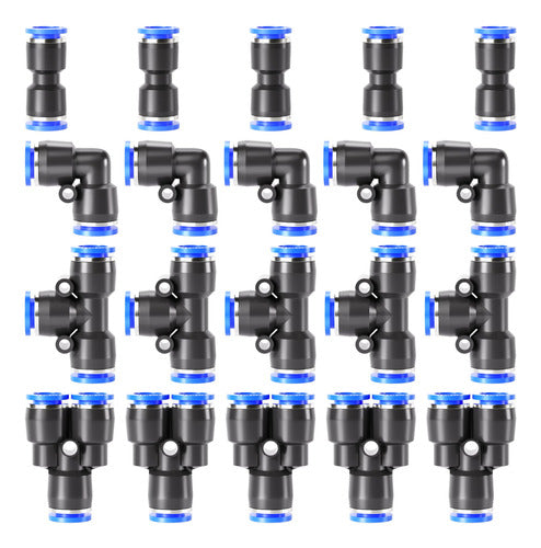 Tailonz Pneumatic 1/2 Inch Od Push To Connect Fittings Pneumatic Fittings Kit 20 Accessories Straight/Elbow/Tee/Splitters 7