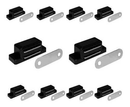 40 Fechos Magnético Trava Para Porta De Móveis Preto 2 Furos 0