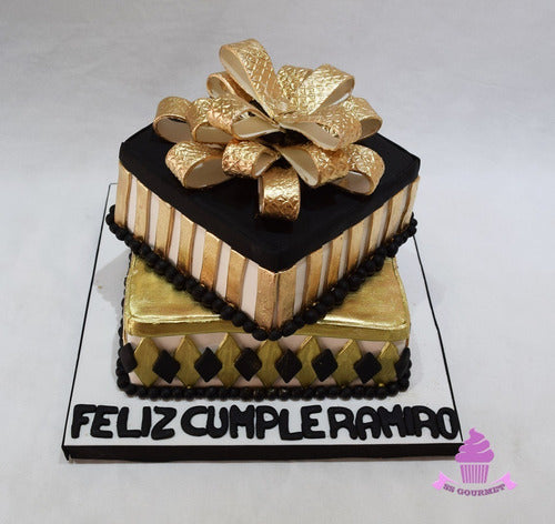 SS GOURMET Torta Cuadrada Paquete Regalo Negro Y Dorado - Tematica 1