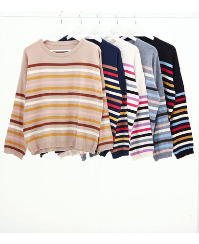 Colorful Striped Round Neck Sweater by Nano #SW2408 4